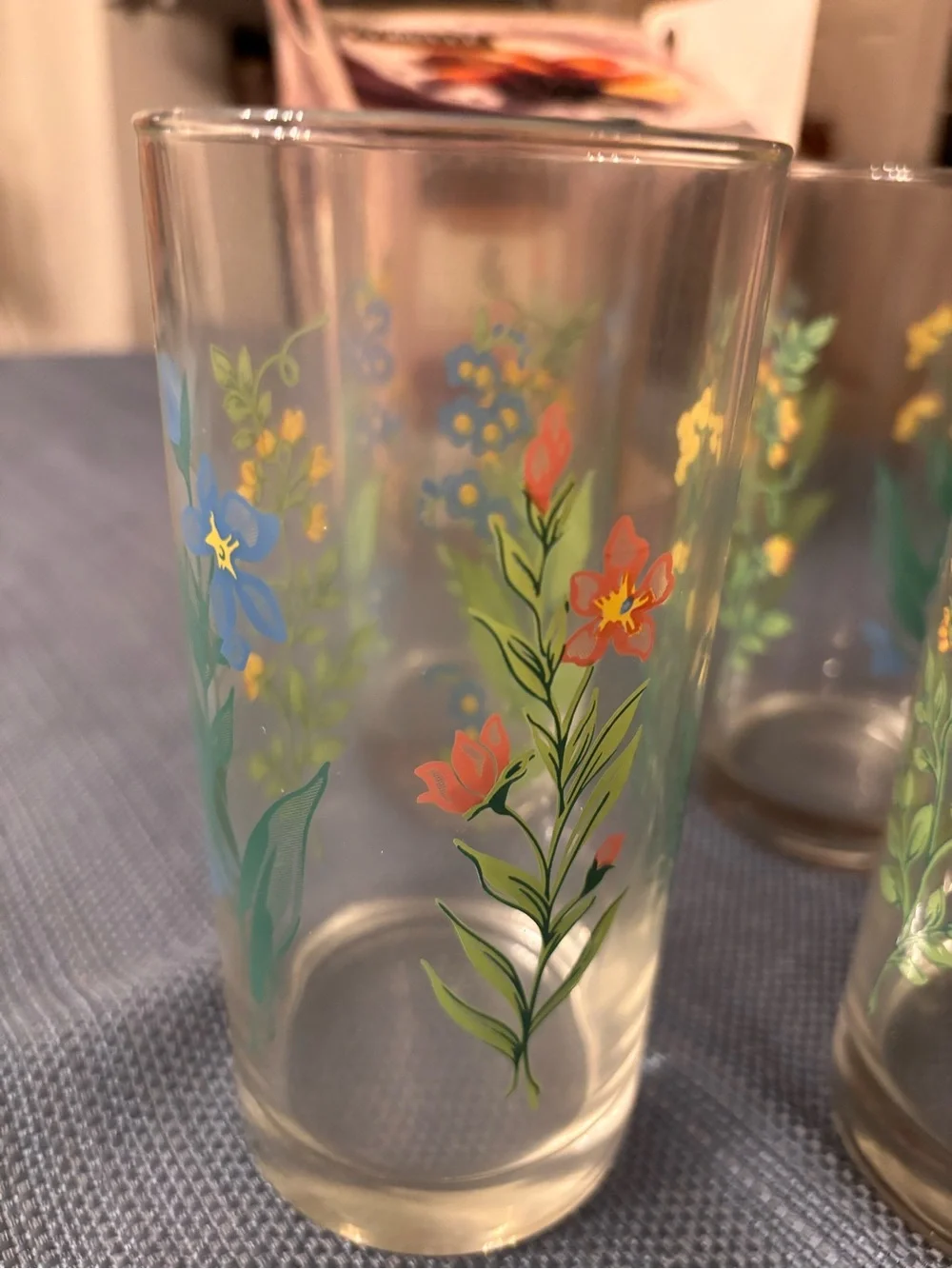 Corelle My Garden Floral Cooler Glasses - Blue and Green Accents (Set of 4)